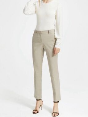 THEORY Testra Beige Bistretch Trousers Khaki Size 6 Work Pant Office Wear